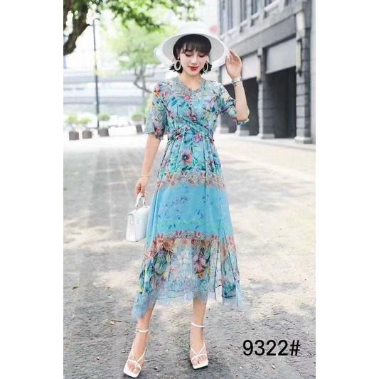 Đầm maxi lụa hoa rơi