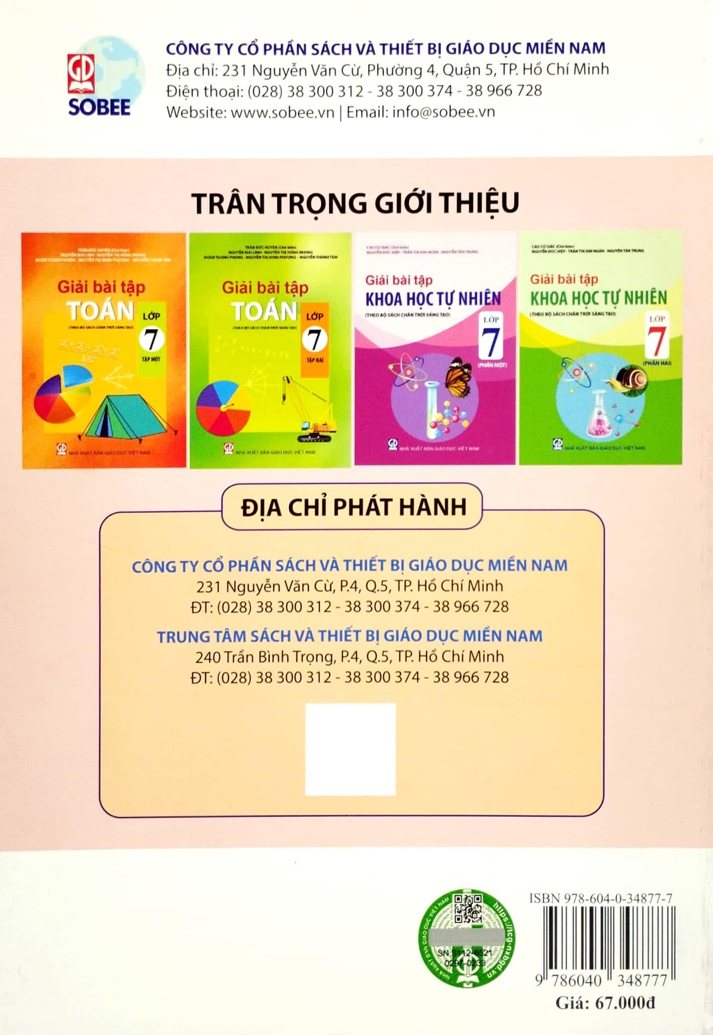 Giải Bài Tập Khoa Học Tự Nhiên Lớp 7 - Phần 1 (Theo Bộ Sách Chân Trời Sáng Tạo)