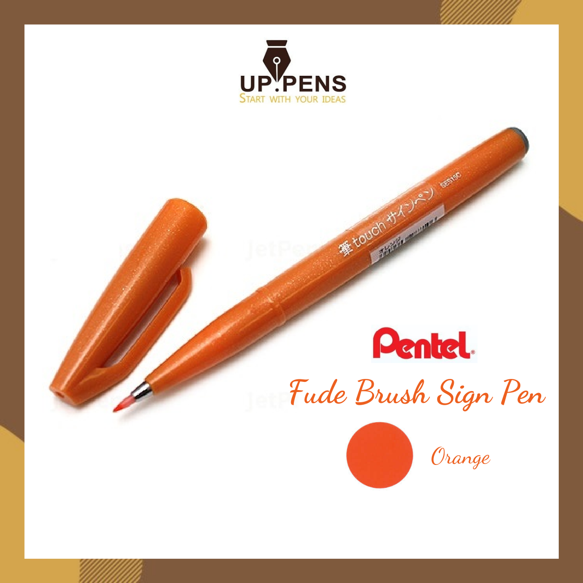 Bút lông viết chữ Calligraphy Pentel Fude Touch Brush Sign Pen - Màu cam (Orange)