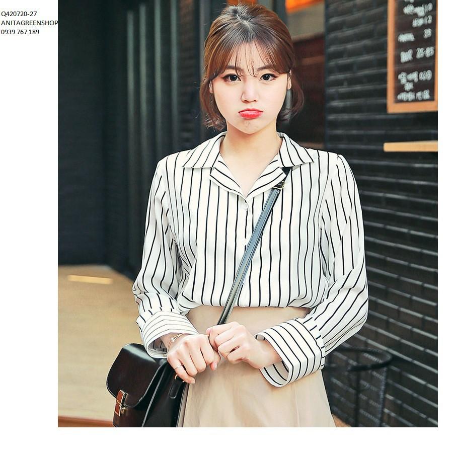 Q420720 ÁO SƠ MI SỌC DÀI TAY