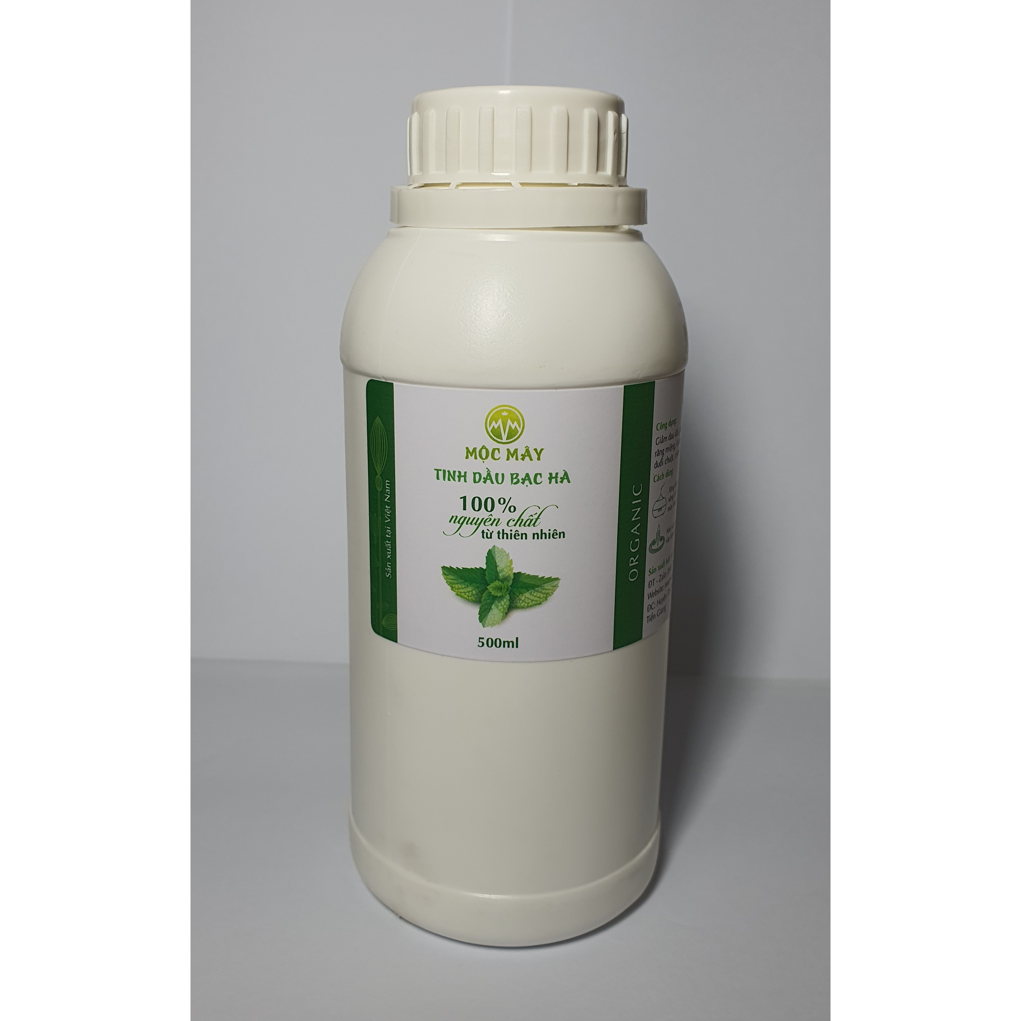 Tinh dầu Bạc hà hữu cơ Mộc Mây chai 500ml và 1Lít - tinh dầu nguyên chất từ thiên nhiên - chất lượng và mùi hương vượt trội