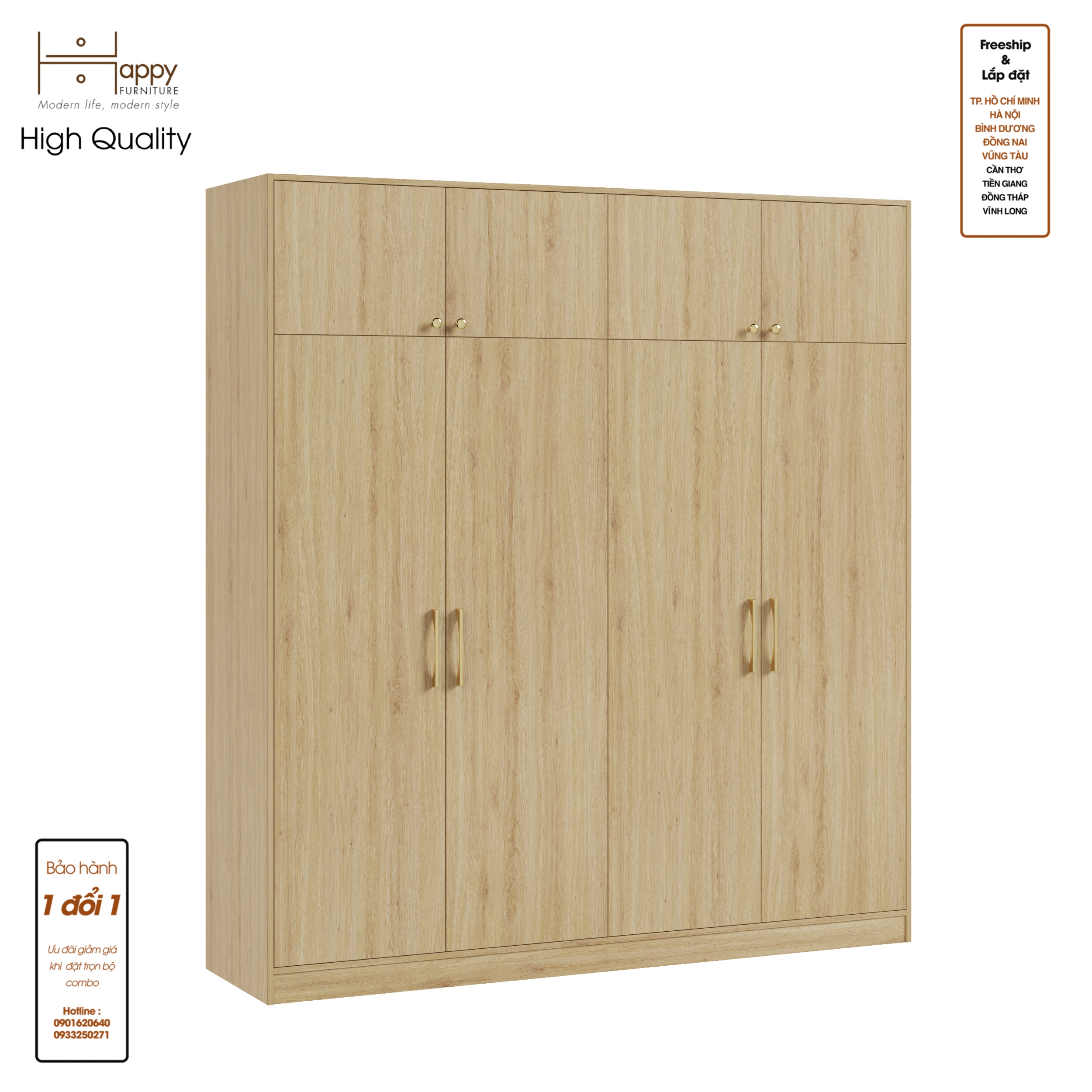 ELEGANT, Tủ quần áo 2mx2m2 , 200cm x 54cm x 220cm , TCM_047
