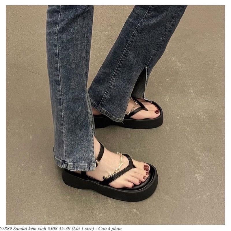 Giày sandal nữ Ulzzang, giày quai hậu đi học nữ phong cách tiểu thư quai mảnh kèm xích đế cao