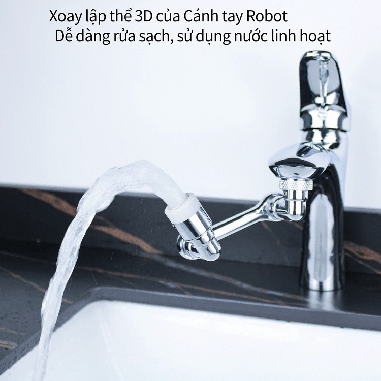 Loại INOX - Đầu Nối Vòi Nước Xoay 1080 độ - Đầu Vòi Nước Thông Minh Lắp Bồn Rửa Mặt - Hai Chế Độ Nước - Hàng Nhập Khẩu