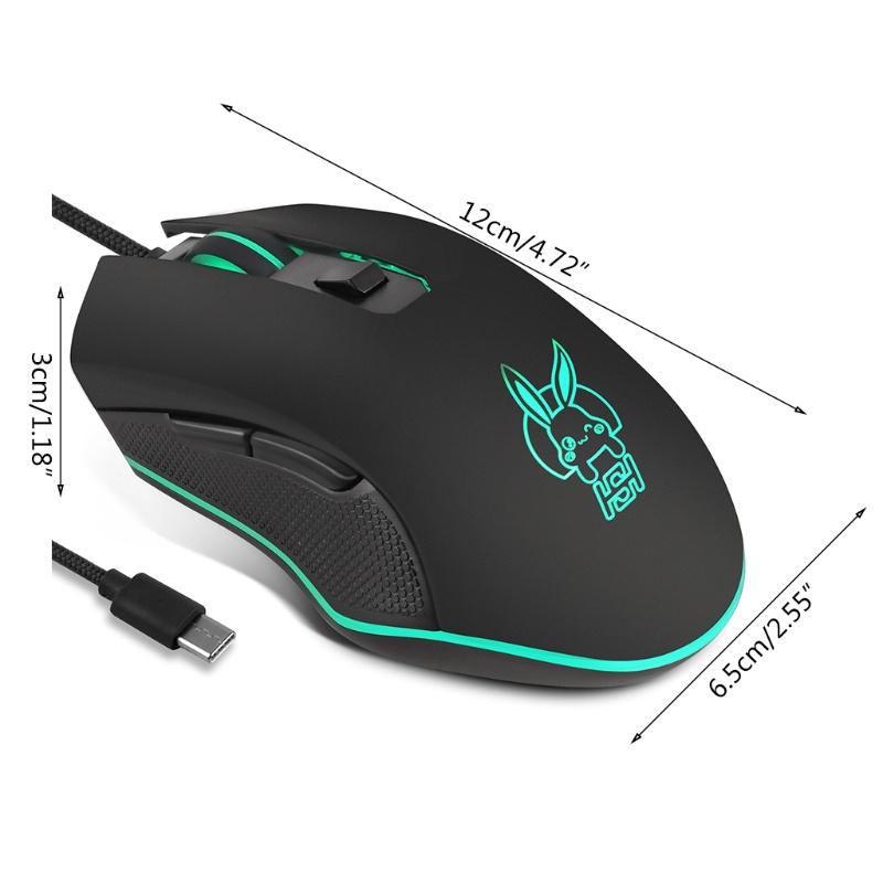 HSV Rabbit RGB Gaming Mouse Wired USB C Luminous Mouse for PC Computer Laptop  Mac