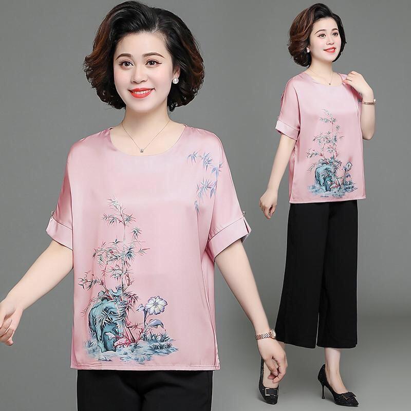 Áo trung niên nữ, áo sơ mi cho mẹ kiểu dáng sang trọng, áo kiểu chất vải lụa siêu mát nhẹ đẹp