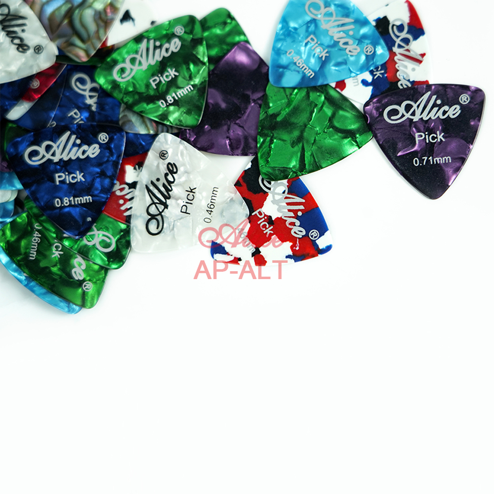 Combo/ Bộ 5 miếng gảy đàn guitar/ Pick guitar Alice AP-ALT Colorful Celluloid Picks (Large Triangle) - Độ dày 0.71mm (AP-100ALT) - Màu ngẫu nhiên - Hàng chính hãng