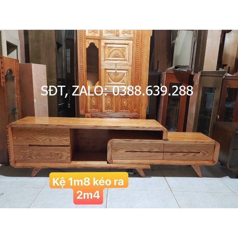 mẫu kệ rút gỗ sồi Sơn màu hương vàng và óc chó ( 1m8 kéo dài 2m4 )