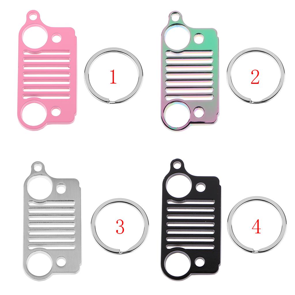 2x Steel Key Chain Ring Grill for Jeep Key Ring CJ JK TJ YJ XJ-Pink