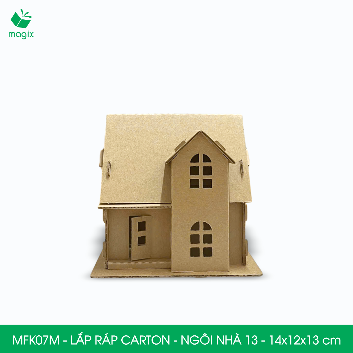 MFK07M -14x12x13 cm - Mô hình ngôi nhà lắp ráp từ bìa carton cao cấp, nhà giấy carton mini sáng tạo