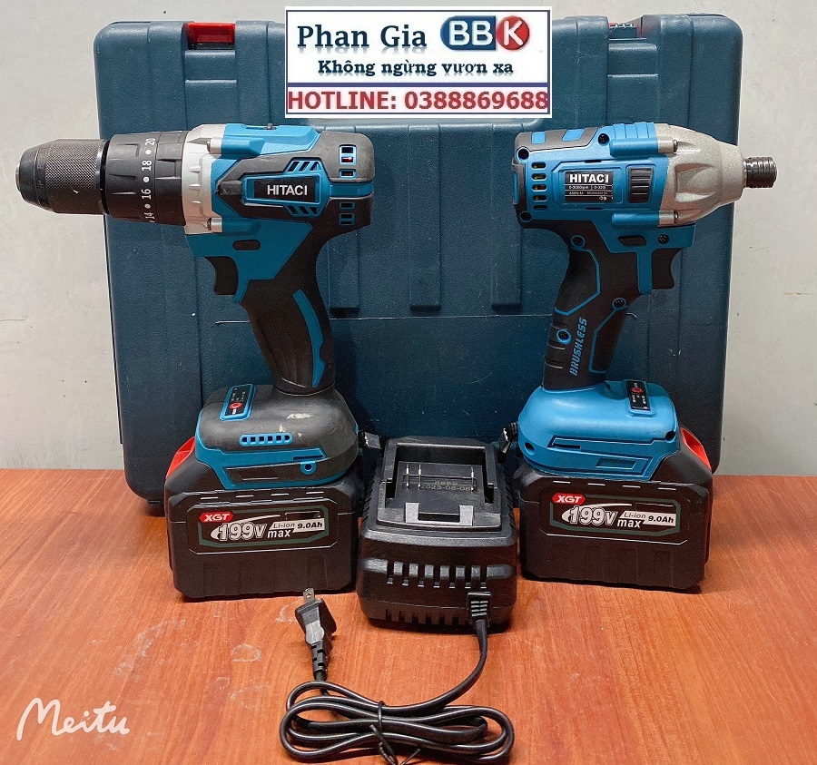 Bộ Combo 2 Máy Khoan Gồm Máy Khoan Pin Và Máy Chuyên Vít 199V 2 Pin 15 Cell - Bảo Hành 1 Năm