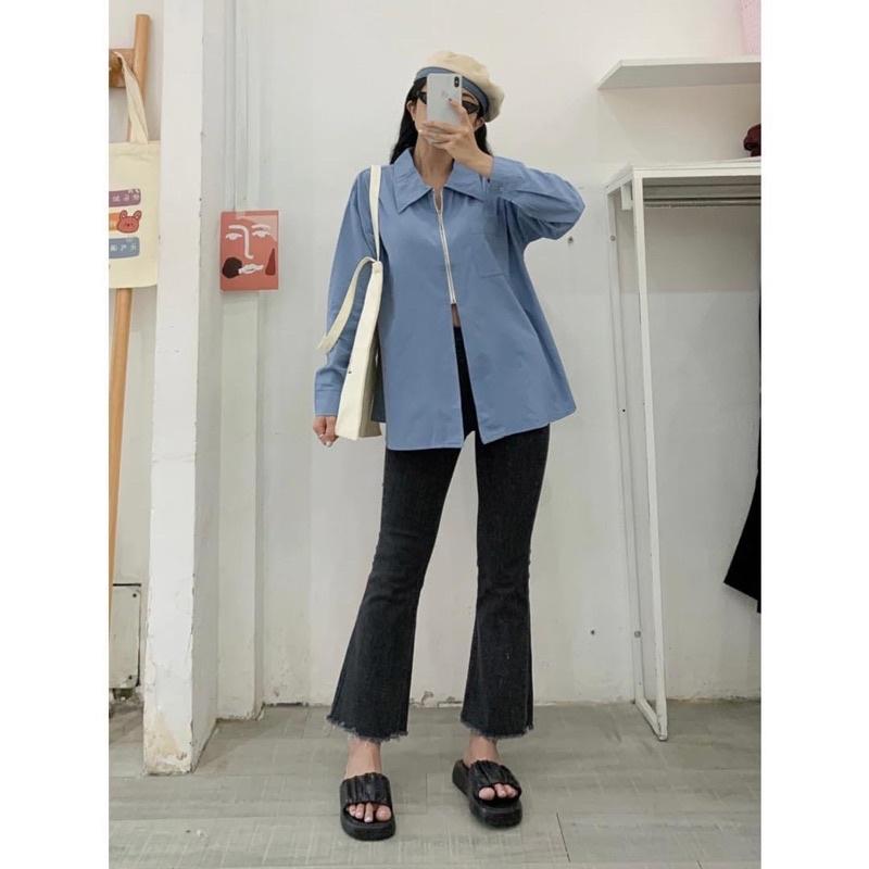 Áo sơ mi khoá xẻ