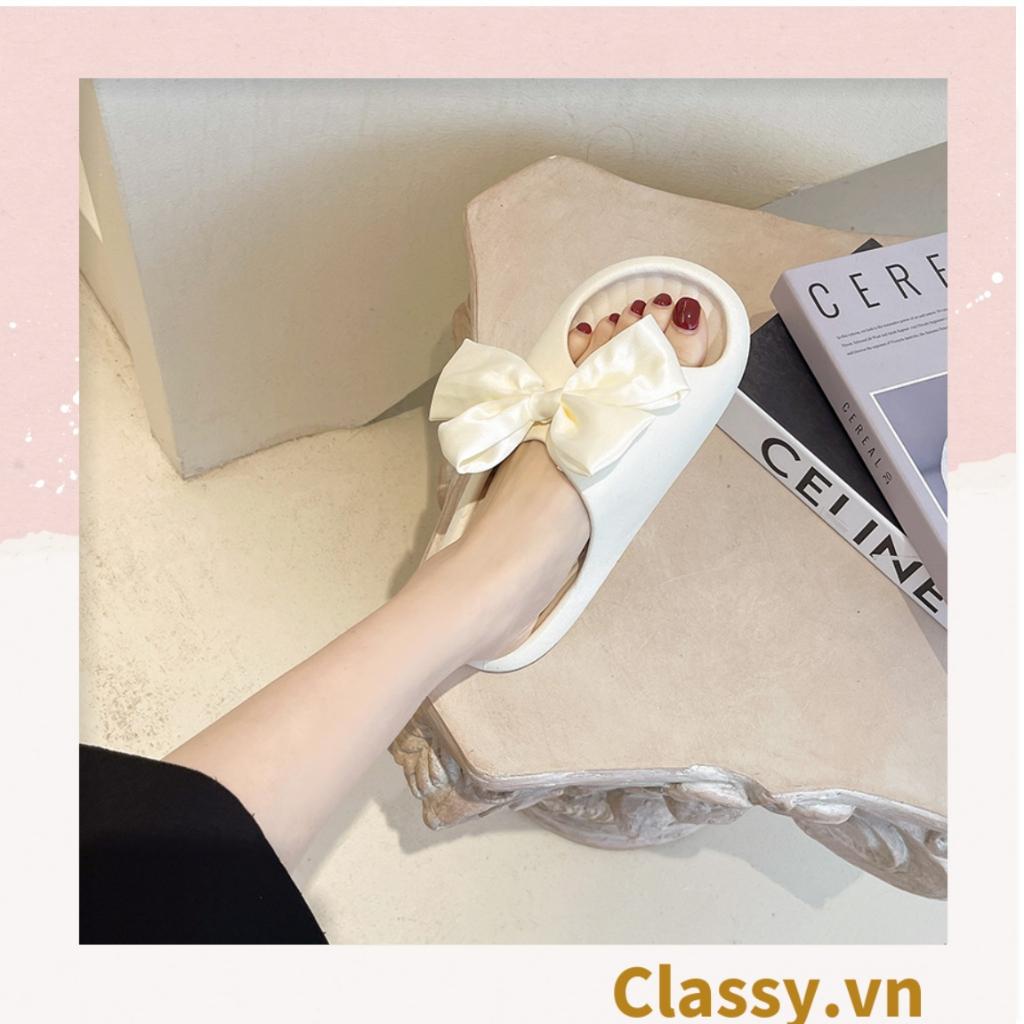 Dép quai ngang thắt nơ Classy dành cho nữ, đi trong nhà, đi biển, đi spa tiện lợi G1253 - XANH LÁ