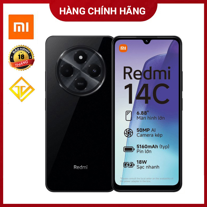 Điện thoại Xiaomi REDMI 14C 5G (6GB/128GB) ,Chip Snapdragon 4 Gen 2 ,Màn hình 6.88inch - Hàng nhập khẩu