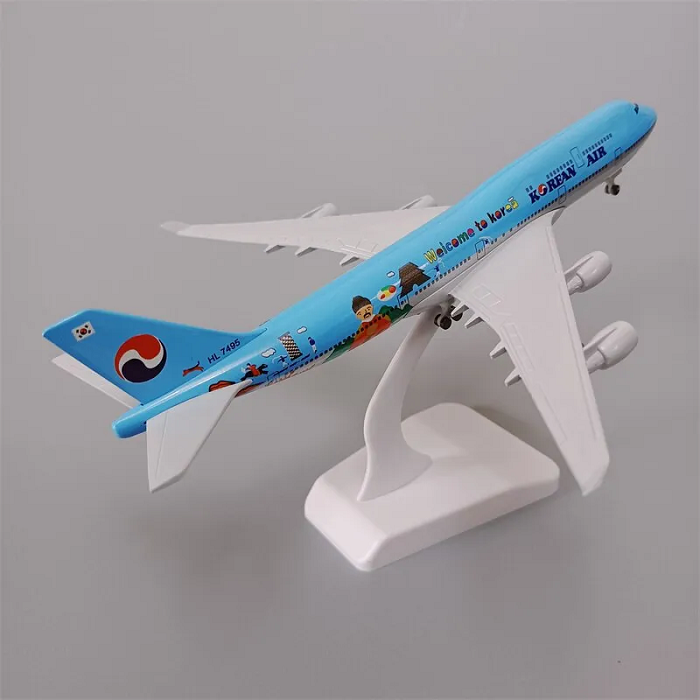 Mô hình máy bay tĩnh B747 Korean Air 20cm có bánh xe