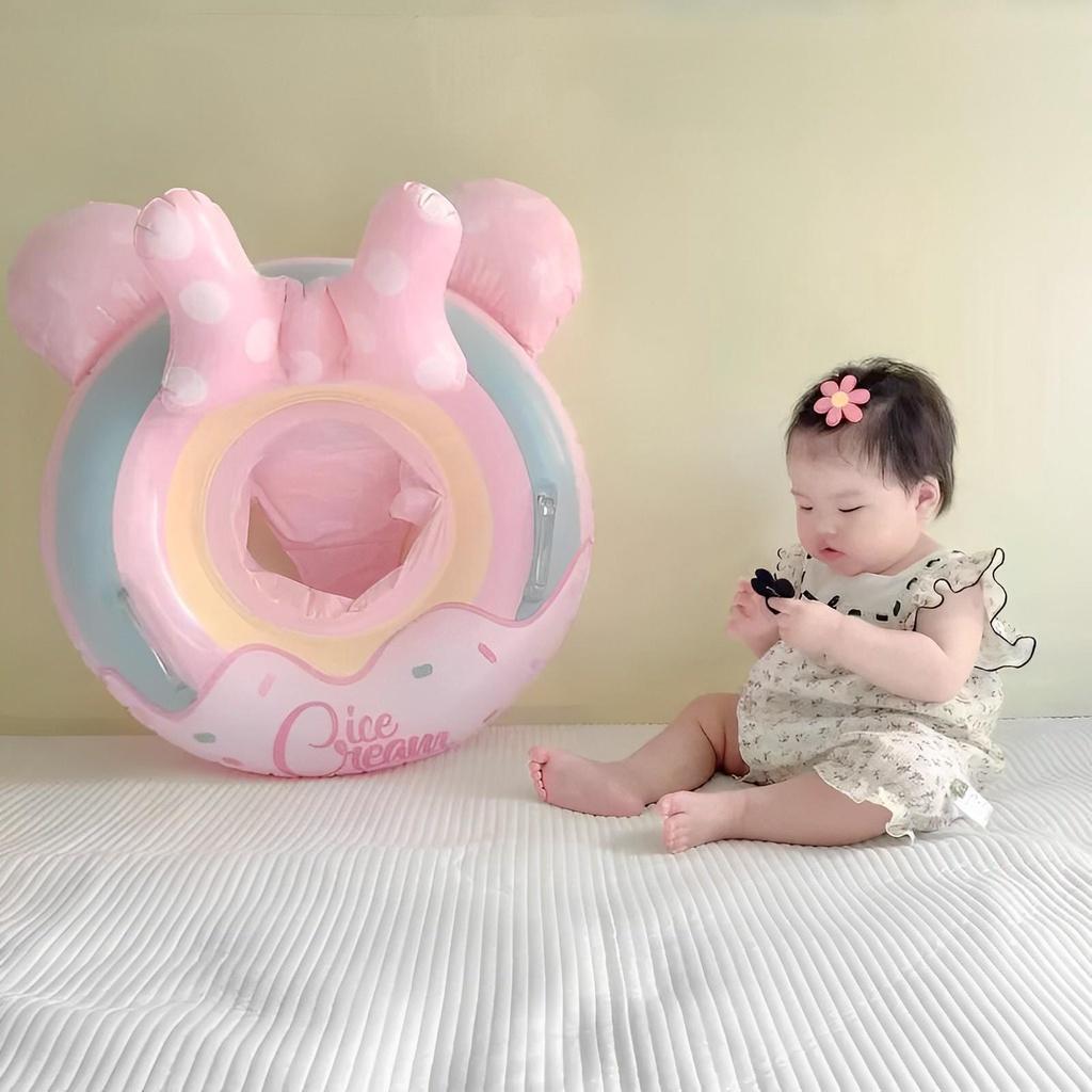 Phao bơi xỏ chân chống lật hình Micky màu hồng siêu xinh cho bé