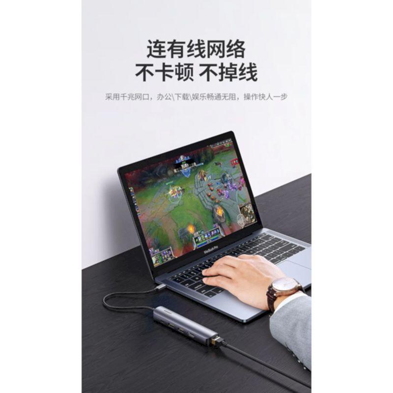 Ugreen UG20932CM475TK 5 trong 1 USB type C ra Usb3.0 + Rj45 1000M gigabits Ethernet + Pd Adapter - HÀNG CHÍNH HÃNG