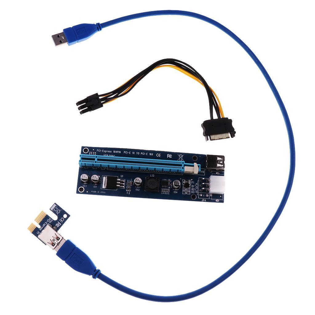 Dedicated Graphic Card PCIE 1X to 16X Riser Power Supply USB3.0 Cable