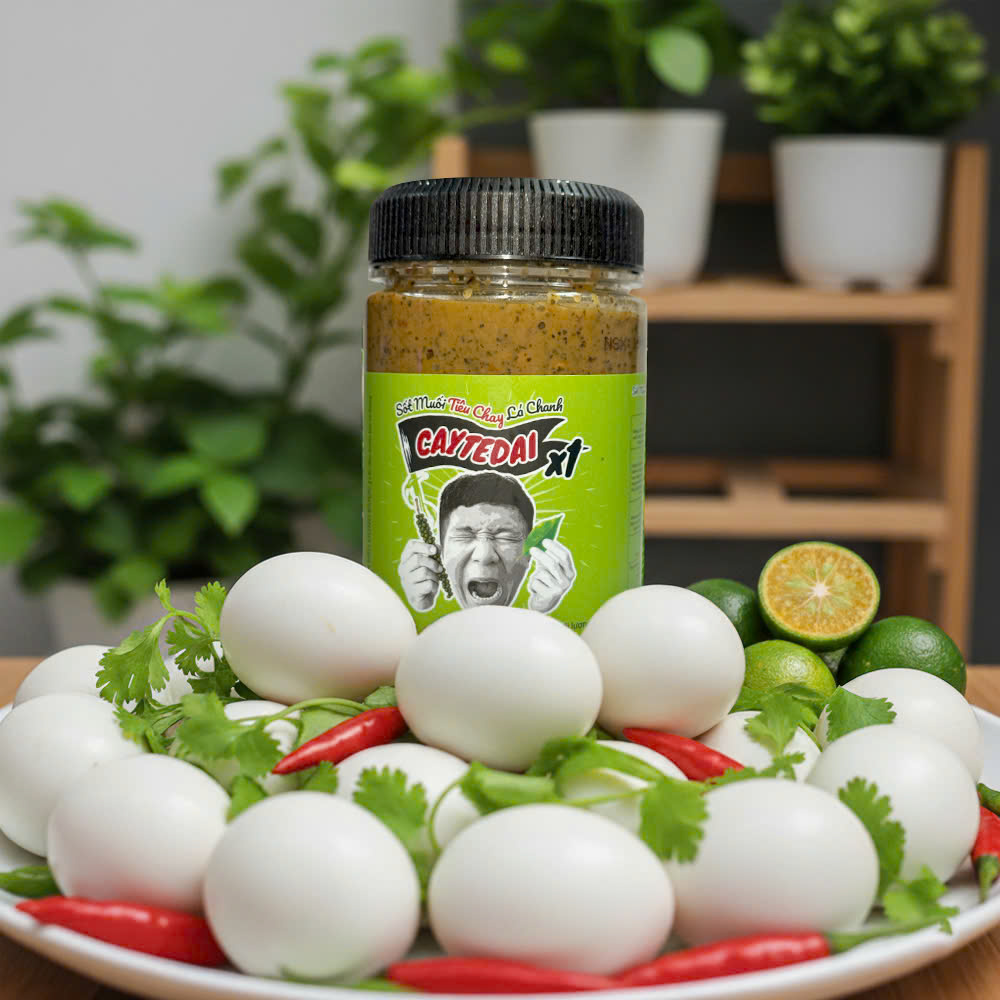 Sốt Muối Tiêu Chay Lá Chanh CayTeDai X1 - Sốt Ăn Liền Lâm Vlog Caytedai Hương Vị Chua Cay Mặn Ngọt Hài Hòa, Phù Hợp Ăn Vặt &amp; Bữa Chính