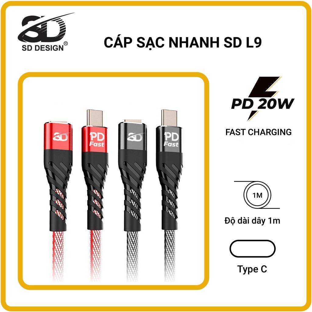 Cáp sạc nhanh PD 20W SD Design L9, hỗ trợ sạc nhanh dây dù chống đứt an toàn bảo hành 1 đổi 1