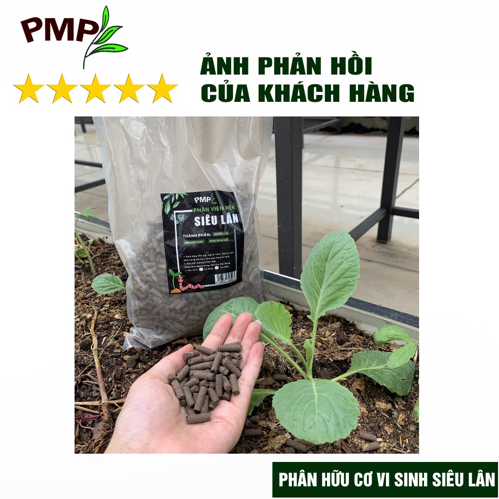 Phân tan chậm vi sinh siêu lân PMP bón cho hoa, cây cảnh, rau sạch dạng viên nén 1kg