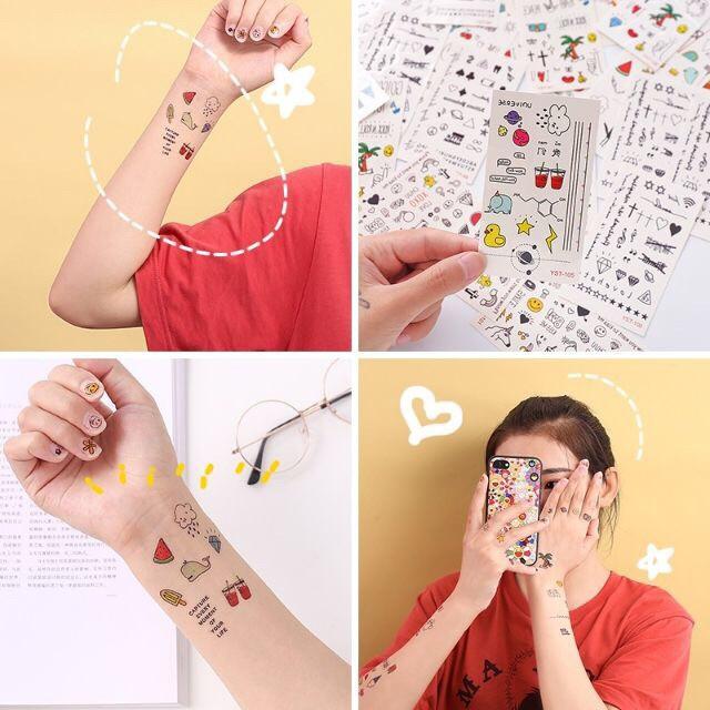 Set Mini 1 tấm tatto Bộ Nhiều Mẫu anime Hình Xăm Dán, Hình Xăm mini Tattoo Cao Cấp