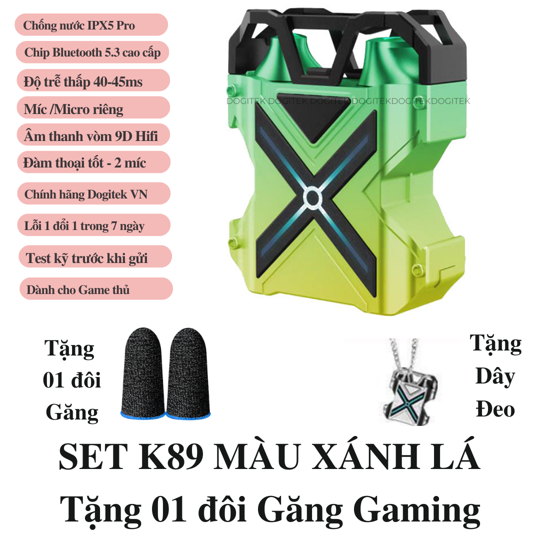 Tai nghe không dây Gaming bluetooth K89 ENC vỏ kim loại và nắp bật, có dây đeo ( Bản quốc tế, tặng găng,dây đeo)