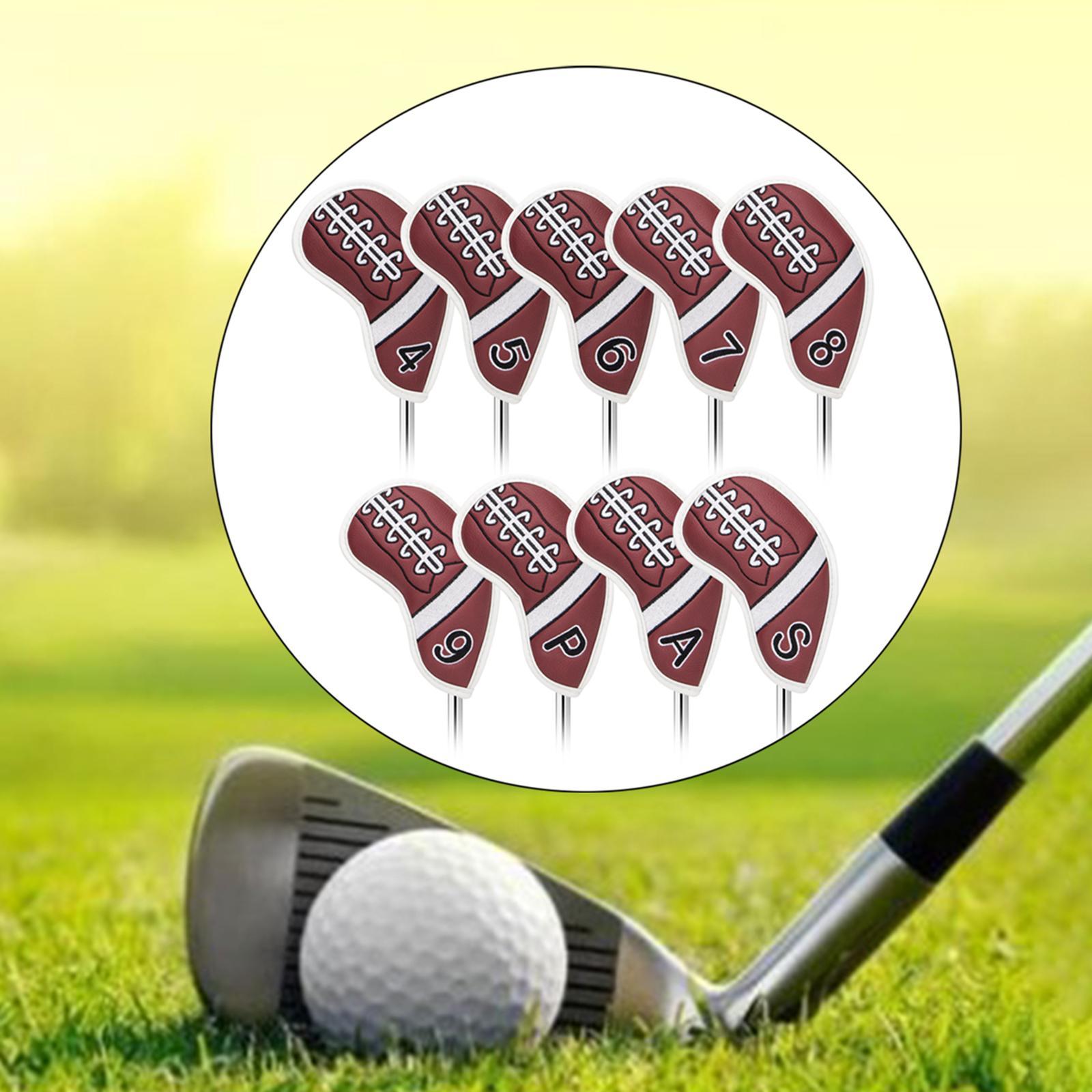 Golf Club Iron Head Covers, 9 pcs Golf Headcover Set, Thick Synthetic Leather Golf Iron Head Covers Set Fit All Brands Irons