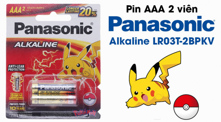 Pin AAA 2 viên Panasonic Alkaline LR03T-2BPKV