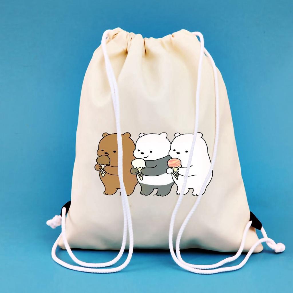 BALO MINI WE ARE BEAR AOMIVN DÂY RÚT NHỎ XINH UNISEX CHẤT CANVAS THỜI TRANG CUTE XINH ĐẸP TIỆN ÍCH DẠO P