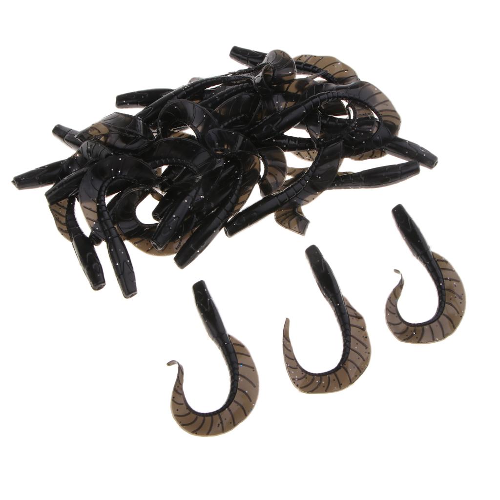 30pcs Grub Worm Fishing Lure Jig Head Soft Silicone Bait
