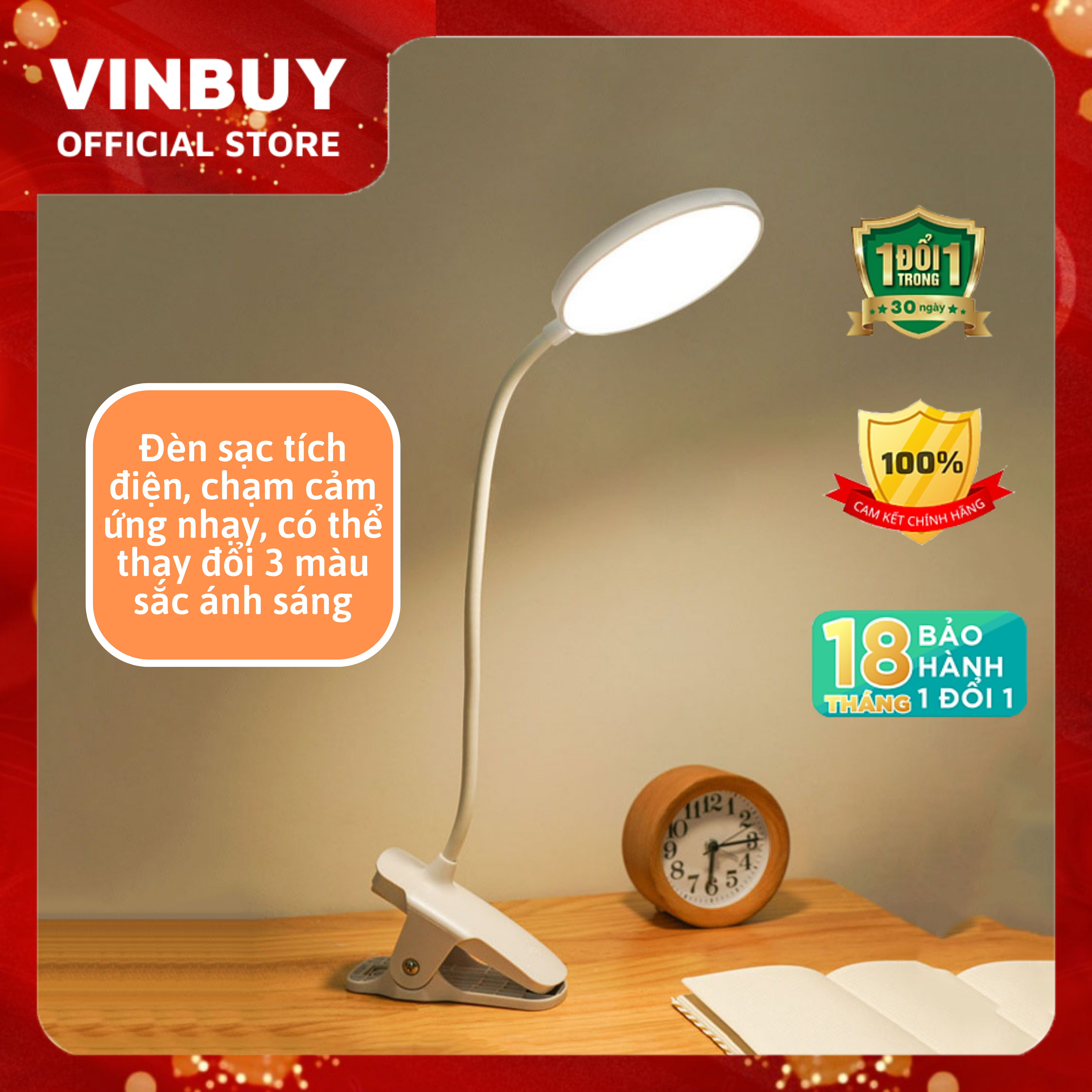 Đèn Bàn Học Đọc Sách Chống Cận, Đèn Bàn Làm Việc, Đèn Ngủ Sang Trọng Cao Cấp Kẹp Bàn – 03 Mức Độ Ánh Sáng Vàng Bảo Vệ Mắt Chống Cận - Hàng Chính Hãng - VinBuy