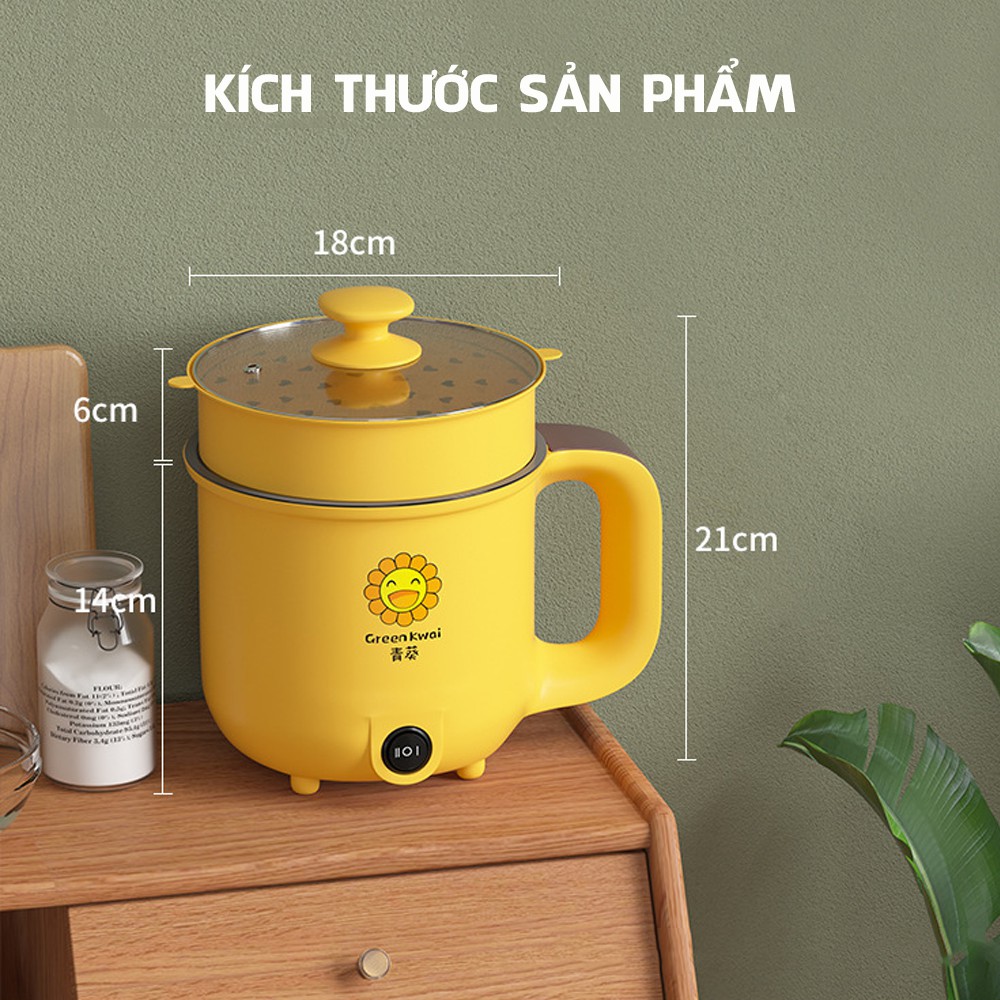 Nồi Lẩu Mini Có Tay Cầm Dung Tích 1,8 Lít Với Lớp Chống Dính Cao Cấp Kèm Xửng Hấp Nhựa Tiện Lợi