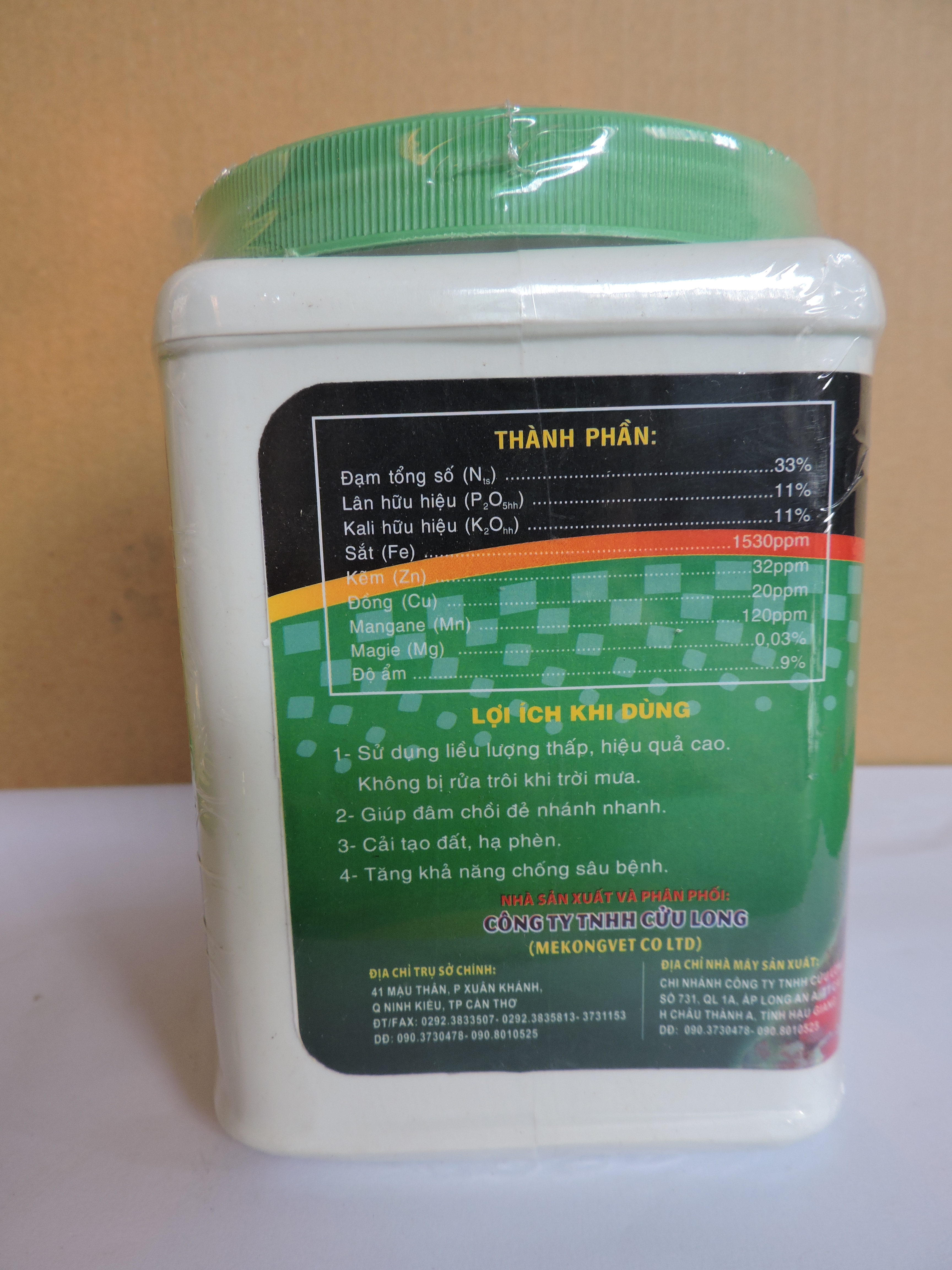 Phân bón qua lá N.P.K Mekong Garden 33 - 11 - 11+TE Acid Plus Đâm Chồi, Nẩy Tượt (hủ 500gr)