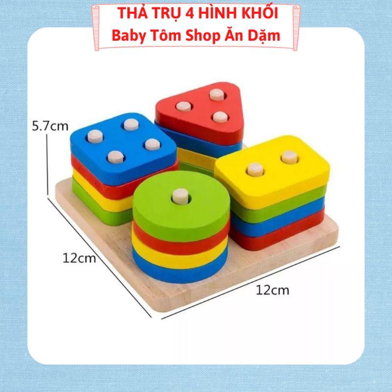 Đồ chơi gỗ phát triển trí tuệ hình khối, màu sắc cho bé,NPP Baby Tôm