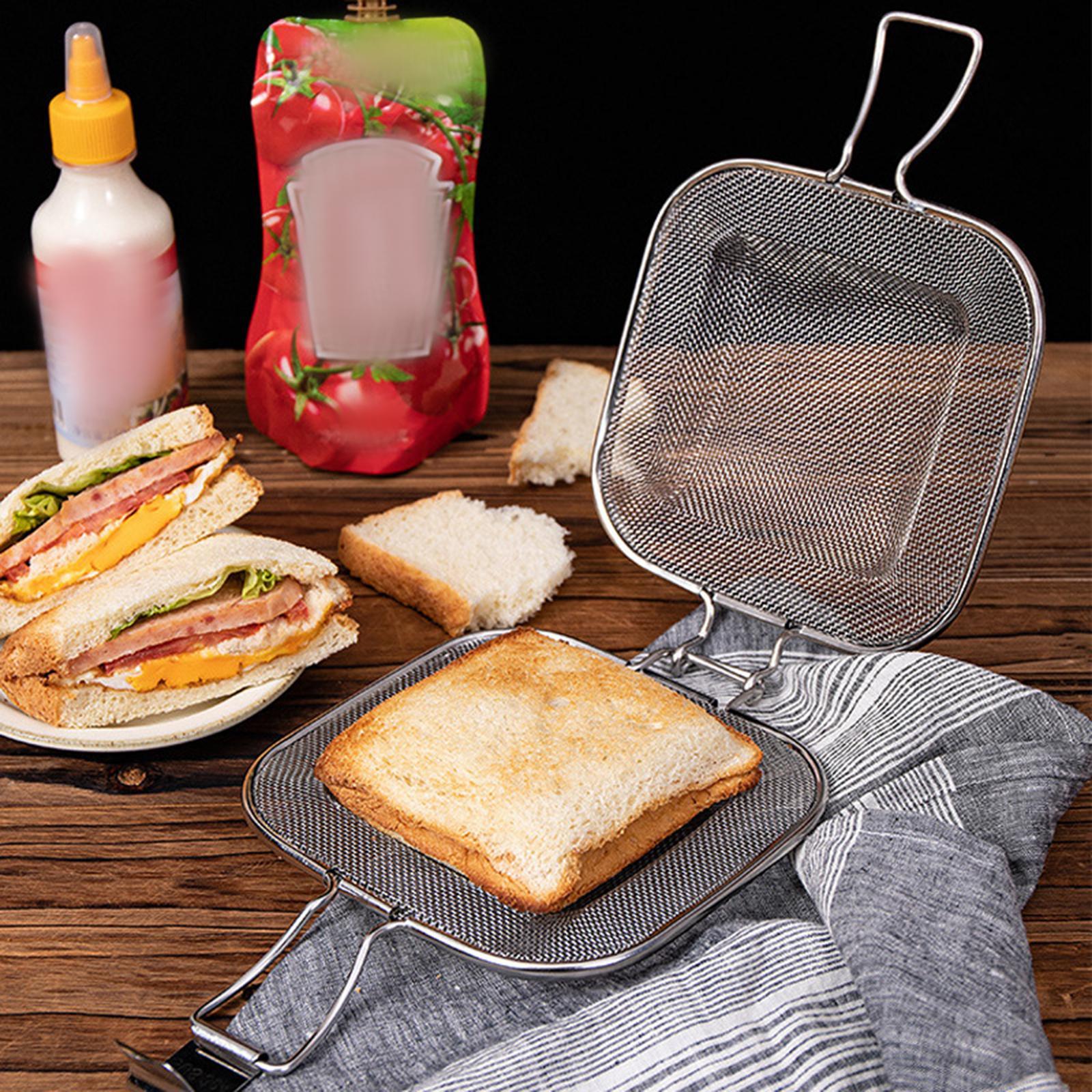 Sandwich Grill Basket Barbecue BBQ Grilling Nonstick Reusable Rustproof Camping Grill Accessories Grill Rack for Vegetables