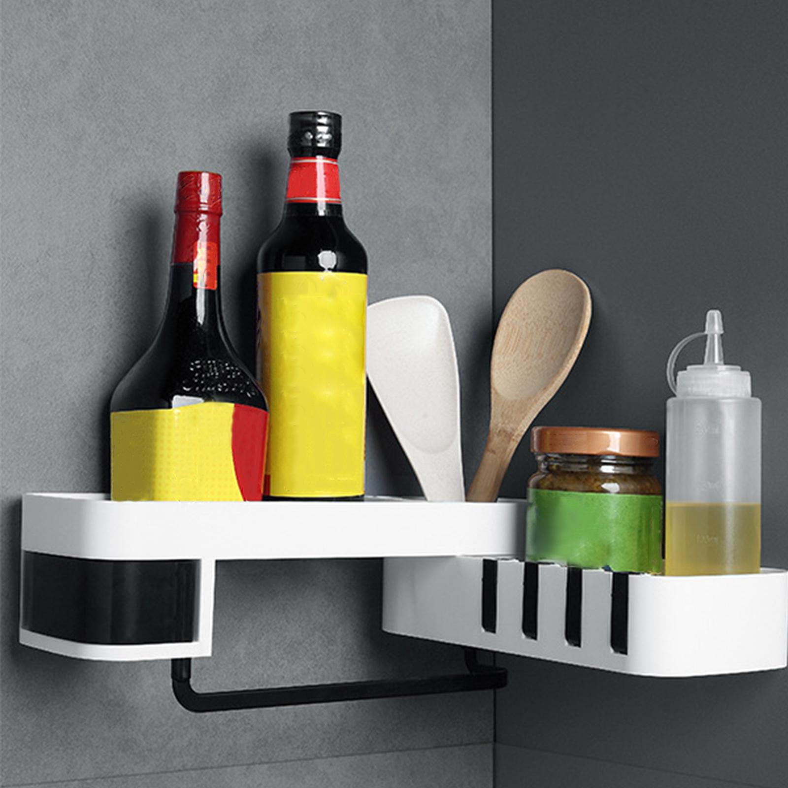 Bathroom Corner Shelf No Drilling Wall-mounted Storage Rack Holder Cabinets 2 Tier Bathtub Bath Shower Caddy Basket