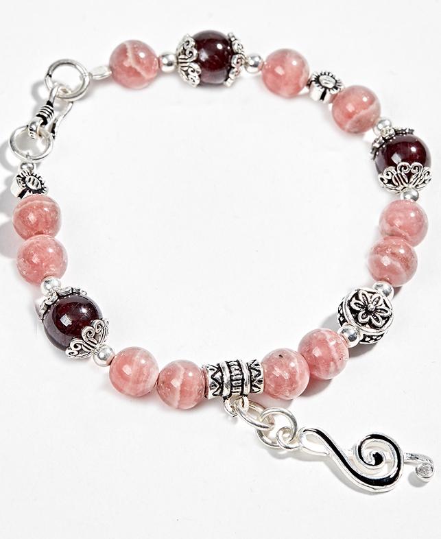 Vòng Thạch Anh Dâu Phối Garnet & Charm Dream Catcher Bạc  Ngọc Quý Gemstones