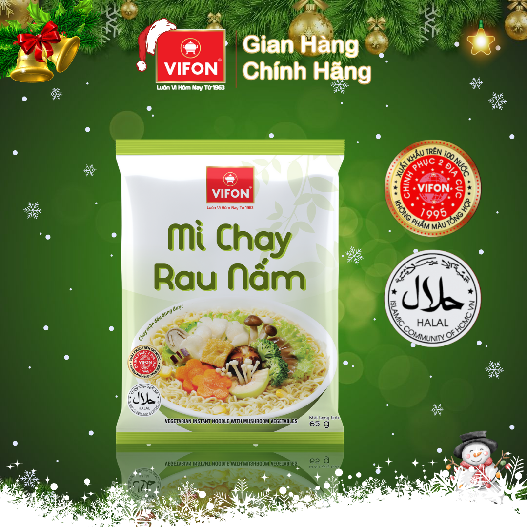 Thùng 30 Mì Chay Rau Nấm VIFON (65g / Gói)