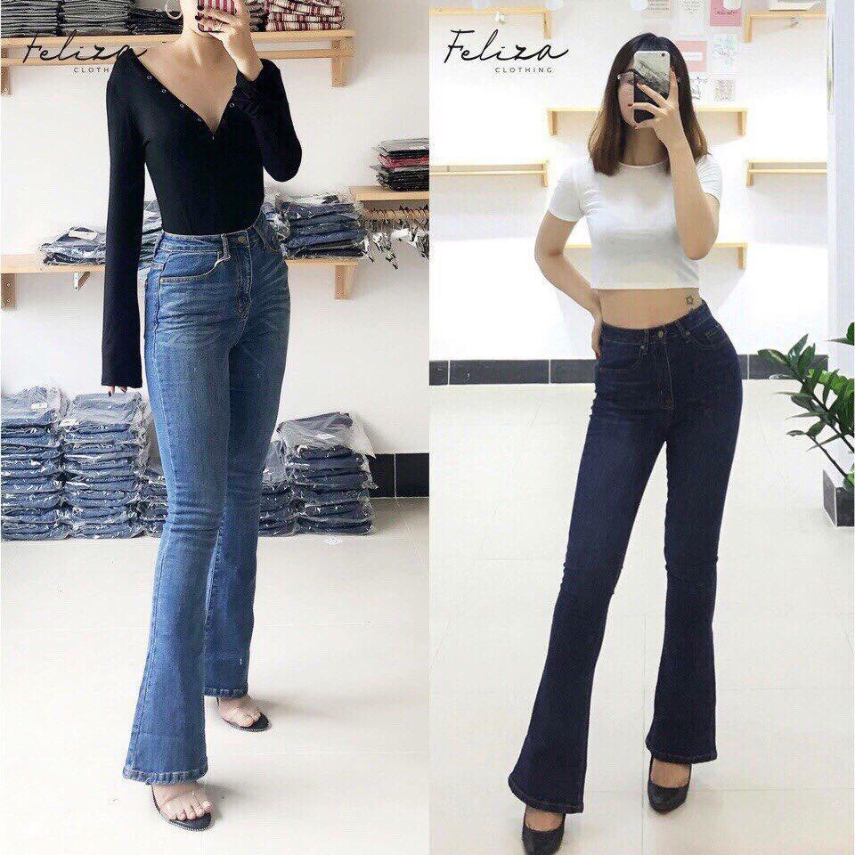 Quần jeans nữ ống loe  dài