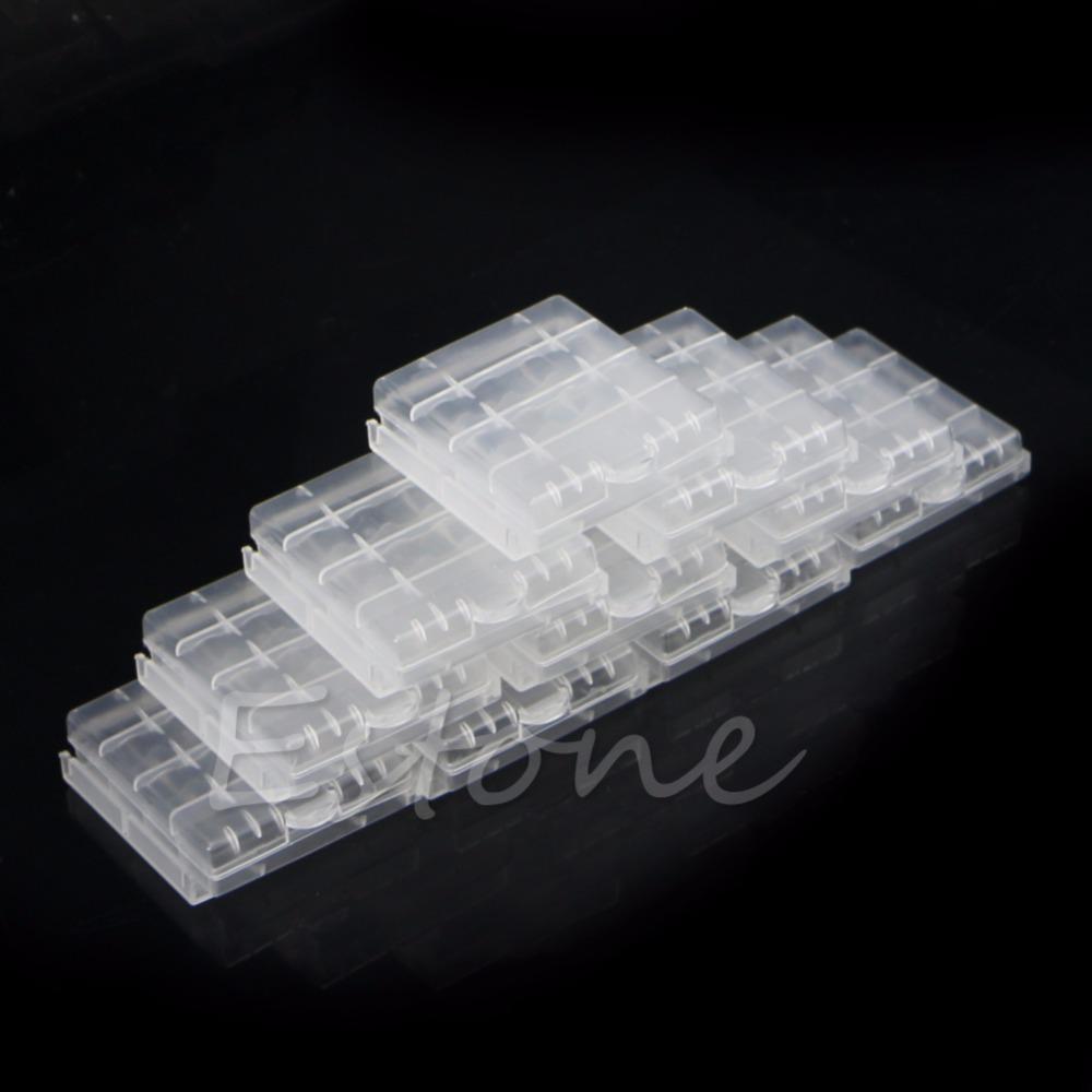 10 Chiếc Nhựa Cứng Pin Ốp Lưng Giá Đỡ Hộp Bảo Quản 4X AA Pin AAA Trắng