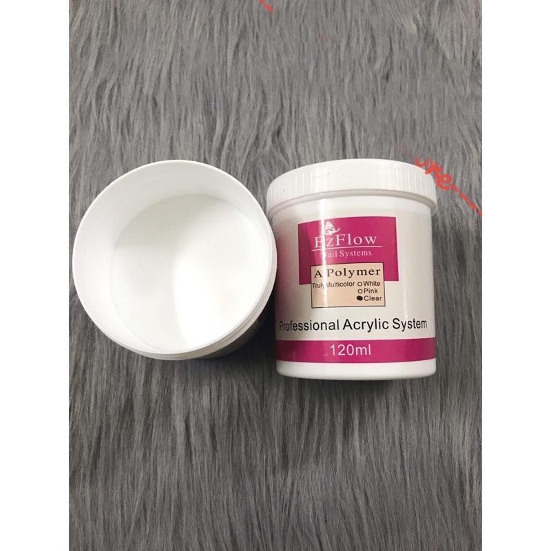 Bột Đắp Móng Ezflow 120ml Làm Nail, Mịn Dẻo Không Vón Cục, 3 Màu White Pink Clear, Tăng Độ Bền Móng, Dễ Sử Dụng