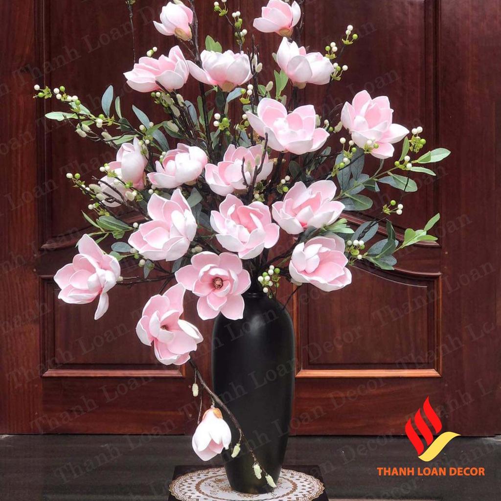 Lọ hoa decor trang trí phong cách vintage cao 36 cm cỡ to - Bình hoa gốm sứ Bát Tràng - Màu đen