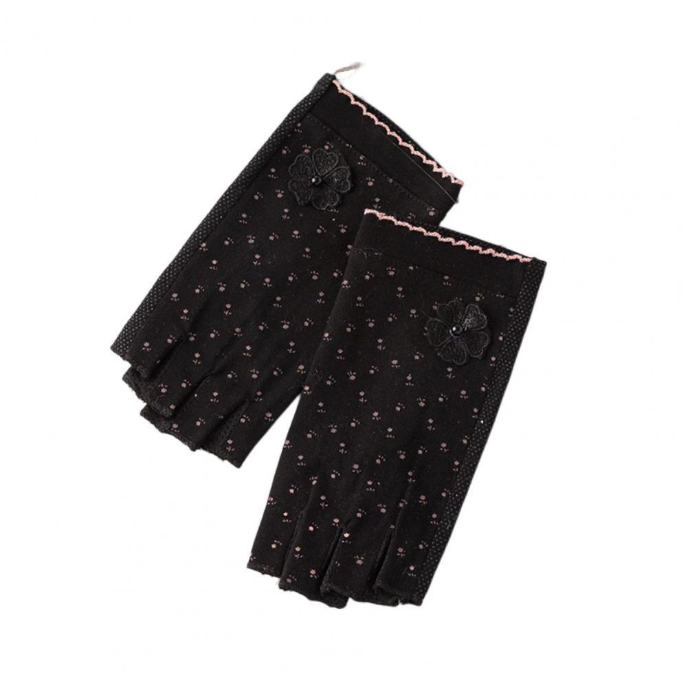 Găng Tay Đi Xe Bé Gái Ngoài Trời Đi Xe Chống Nắng Găng Tay Hở Ngón 1 Ngón Ren Còng Giả Ngọc Trai Hoa Trang Trí In Hoa Color: Orange Size: One Size
