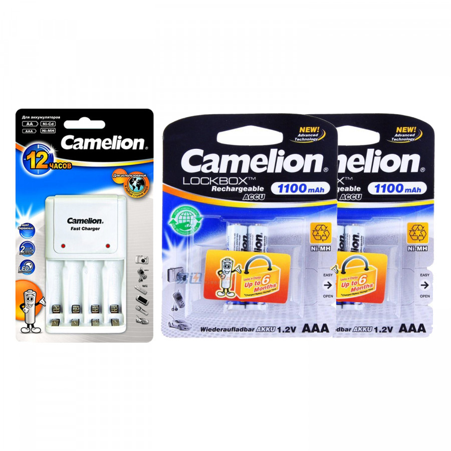 Bộ sạc pin Camelion BC-1010B + 4 pin sạc AAA 1100mAh - Hàng nhập khẩu