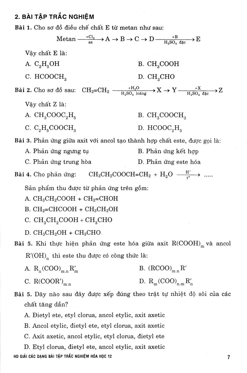 Sách Hướng Dẫn Giải Các Dạng Bài Tập Trắc Nghiệm Hoá Học 12