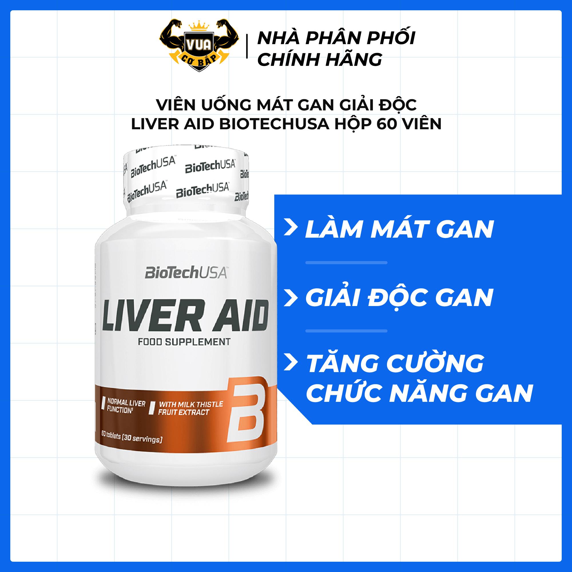 Viên Uống Mát Gan Giải Độc Liver Aid BiotechUSA Hộp 60 Viên