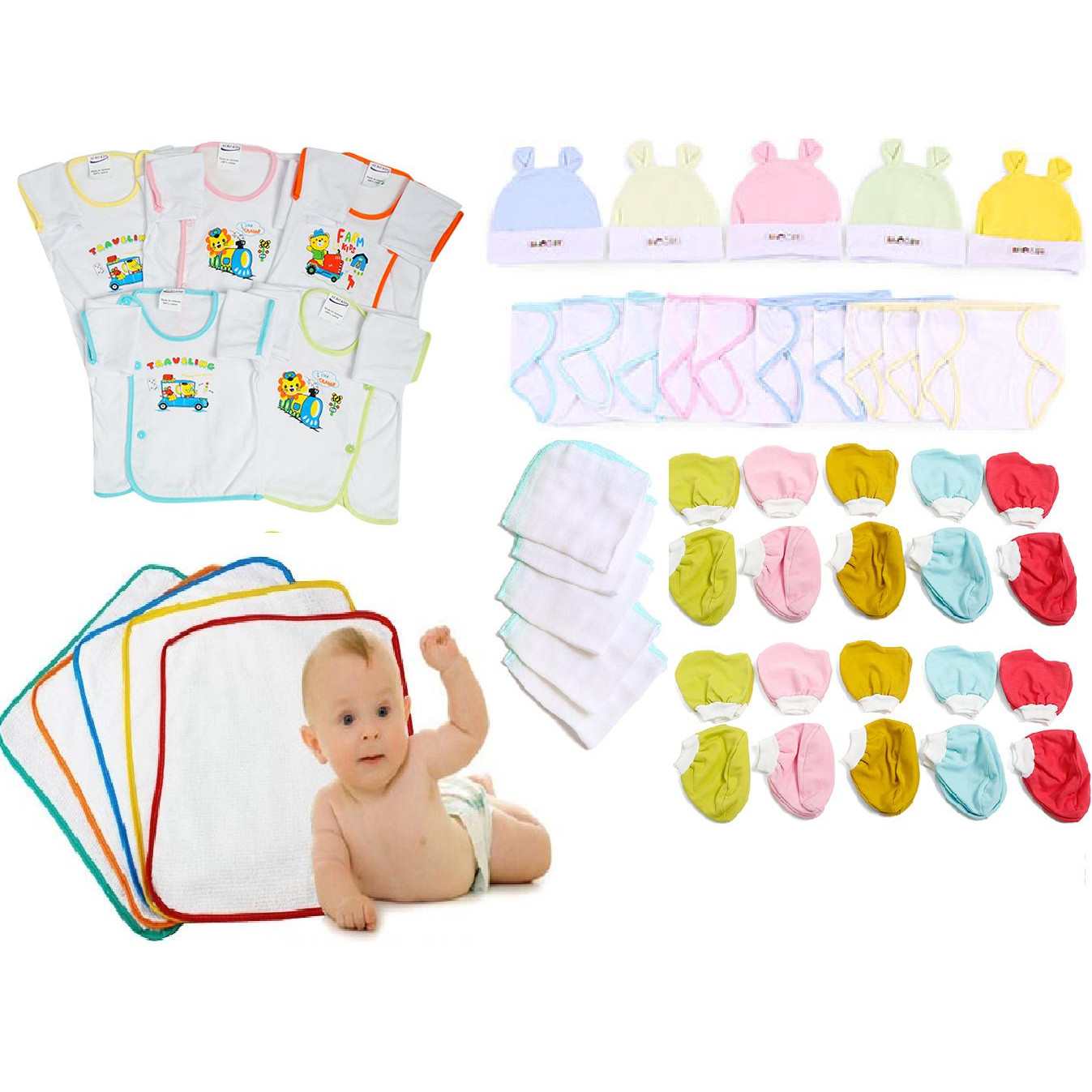 50 món  Bé Sơ Sinh tay dài trang từ 2-8kg_y hình