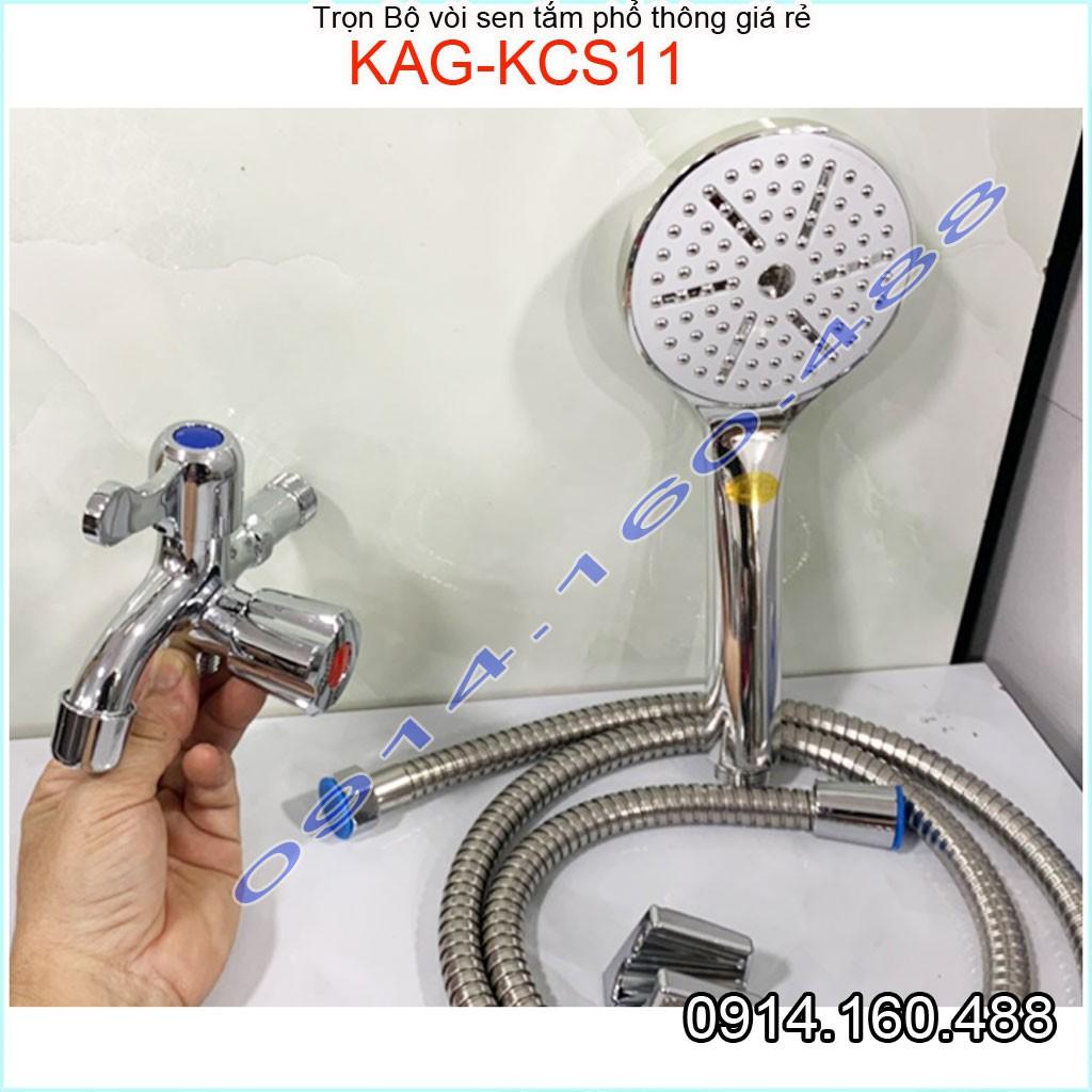 Vòi sen lạnh KAG-KCS11 Shower head, trọn bộ sen lạnh inox bóng 100% dùng tia phun nước mạnh sử dụng tốt