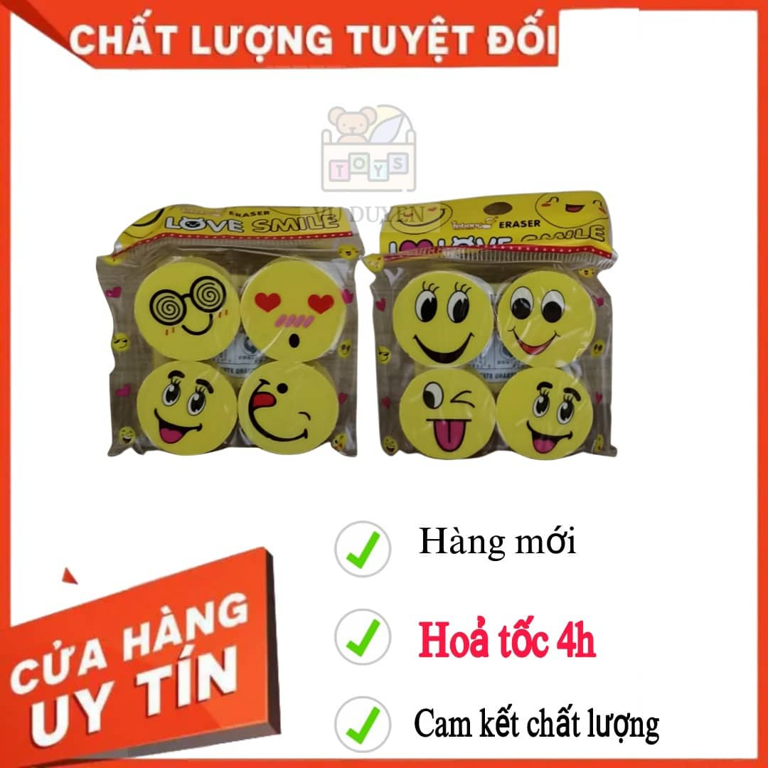 Combo 4 Cục Gôm Hình Mặt Cười